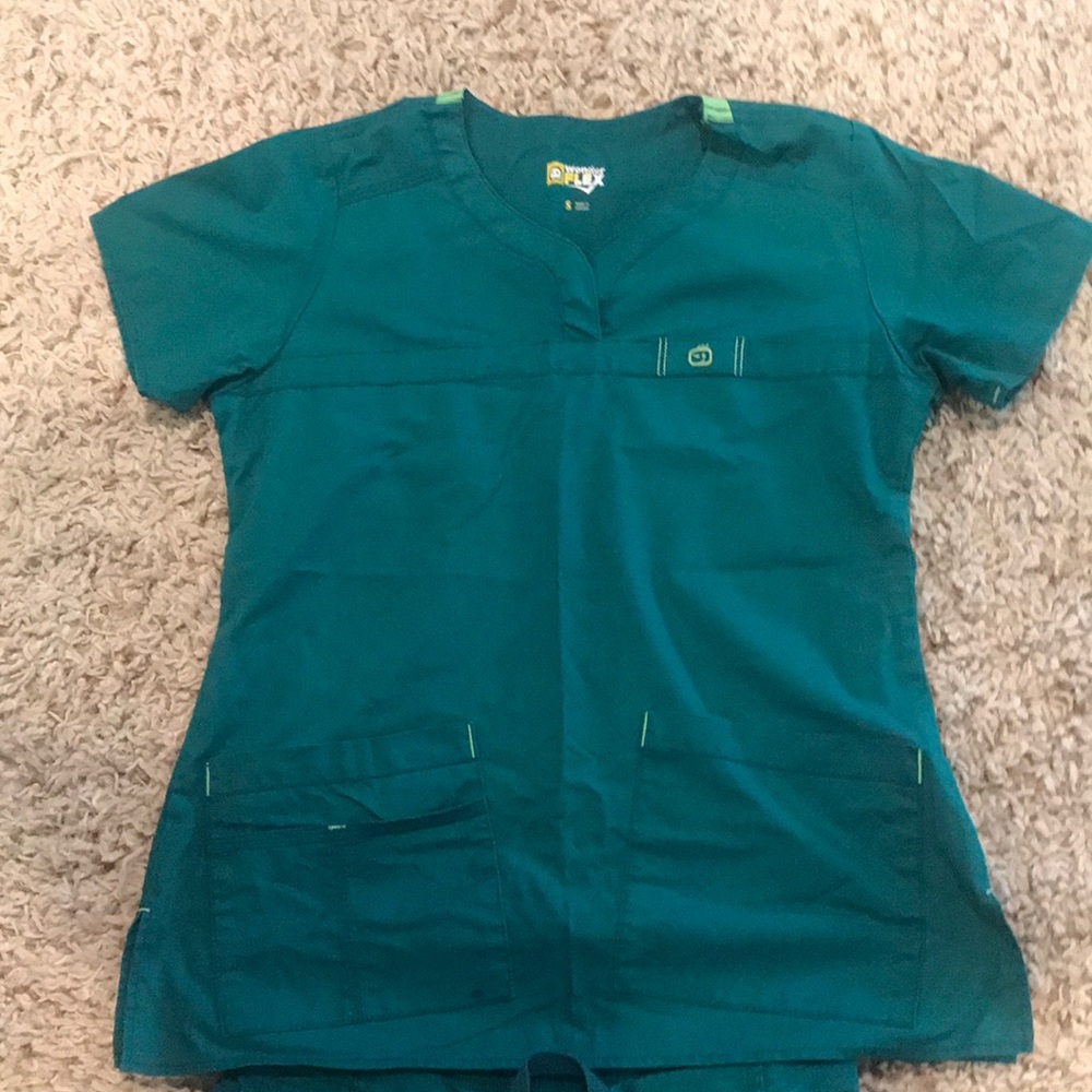 Dark green scrubs